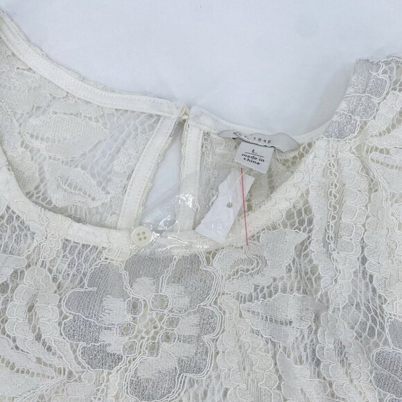 Cato EST 1946 Size L White Lace Metallic Accent Sheer Long Sleeve Blouse NWT - Picture 7 of 10
